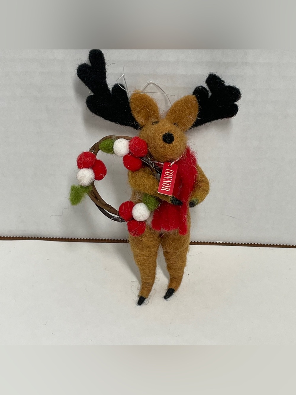 Primitives By Kathy Felt, Ornament Moose With Wreath, Connor